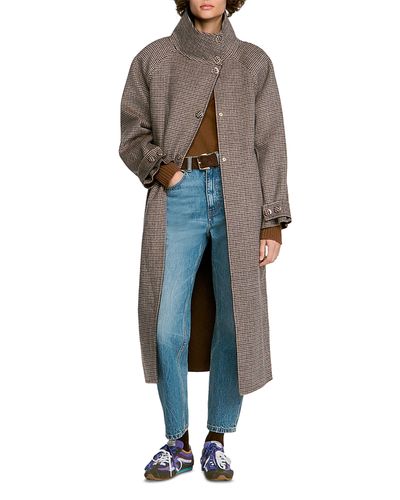 Sandro Sandro Spencer Wool Blend Check Coat