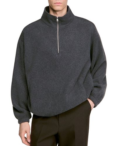 Sandro Sandro Stand Collar Half Zip Fleece Sweatshirt