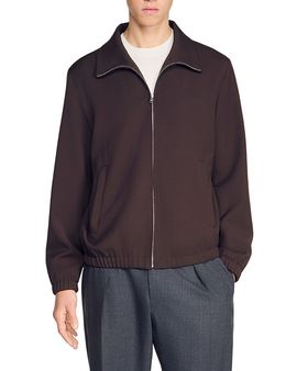 Sandro Sandro Stand Collar Wool Track Jacket