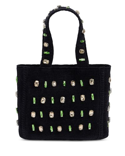 Sandro Sandro Stone Embellished Knit Top Handle Bag