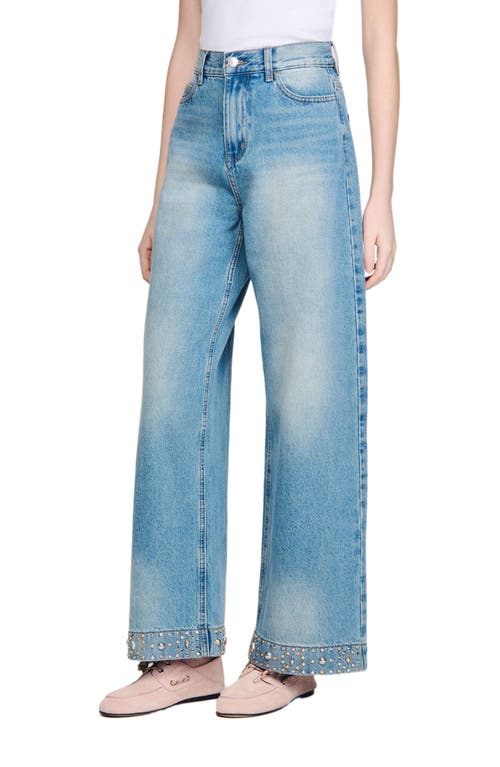 SANDRO SANDRO Straight rhinestone cotton jeans
