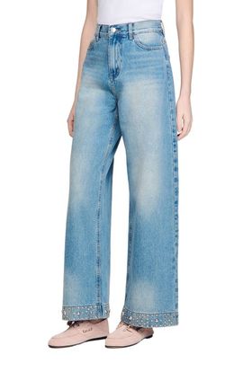 SANDRO SANDRO Straight rhinestone cotton jeans