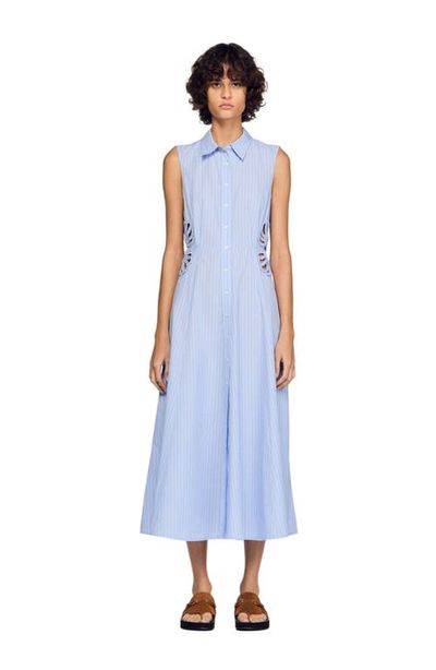SANDRO SANDRO Striped cotton Midi dress