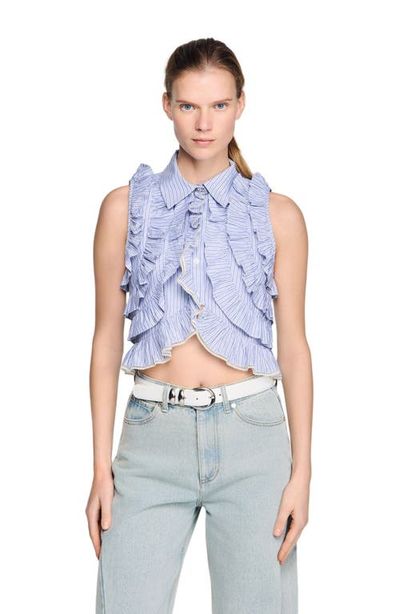 SANDRO SANDRO Striped ruffled shirt