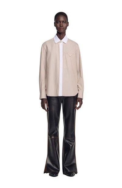 SANDRO SANDRO Striped Shirt With Contrast Collar