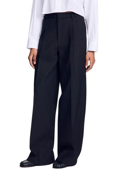 SANDRO SANDRO Striped wide-leg trousers