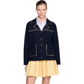 SANDRO SANDRO Studded blazer collar cardigan
