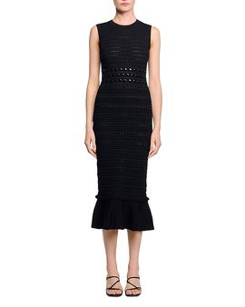 Sandro Sandro Studded Knit Midi Dress