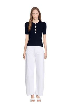 SANDRO SANDRO Sweater with ribbed button placket