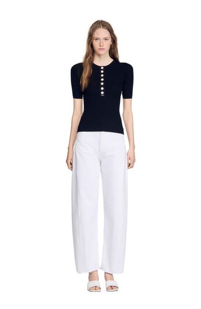 SANDRO SANDRO Sweater with ribbed button placket