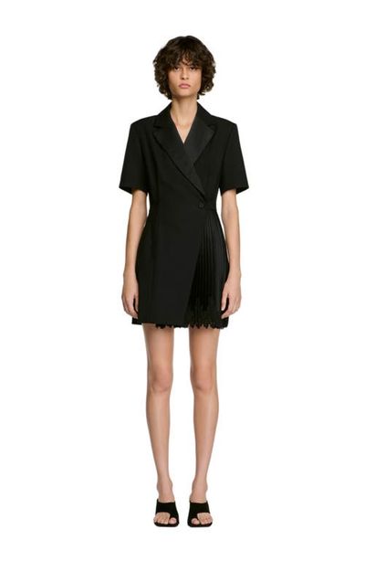 SANDRO SANDRO Tailored Collar Wraparound Dress