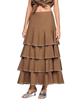 Sandro Sandro Telia Long Ruffled Rhinestone Skirt