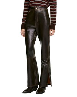 Sandro Sandro Thompson Distressed Leather Flare Pants