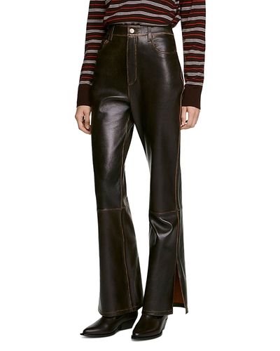 Sandro Sandro Thompson Distressed Leather Flare Pants