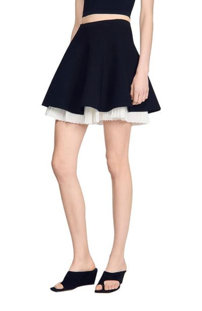 SANDRO SANDRO Two-tone knit skirt