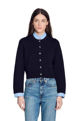 SANDRO SANDRO Two-tone origami collar cardigan