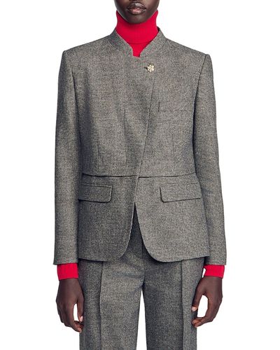 Sandro Sandro Vannina Band Collar Suit Jacket