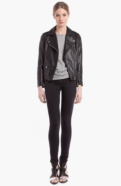SANDRO sandro 'Veinarde' Leather Moto Jacket