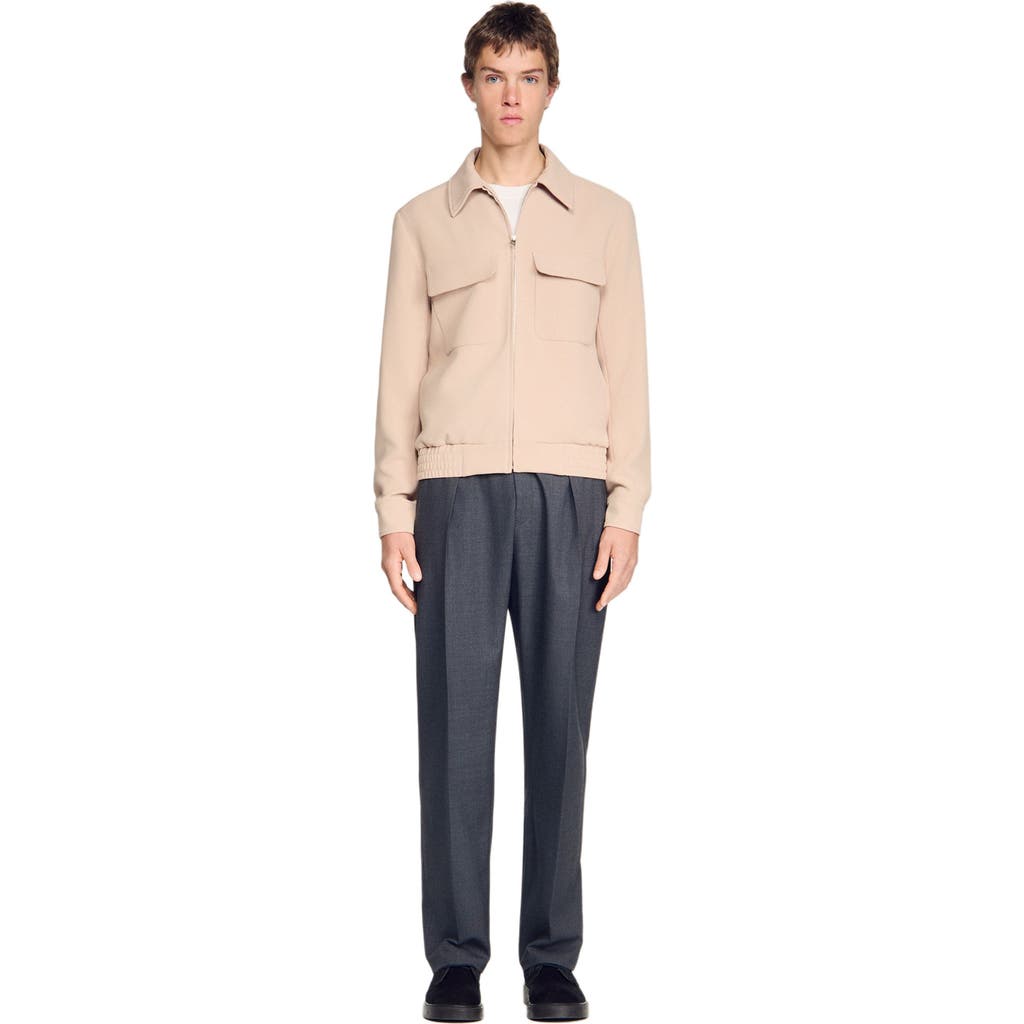 SANDRO SANDRO Waffle-effect zip-up jacket