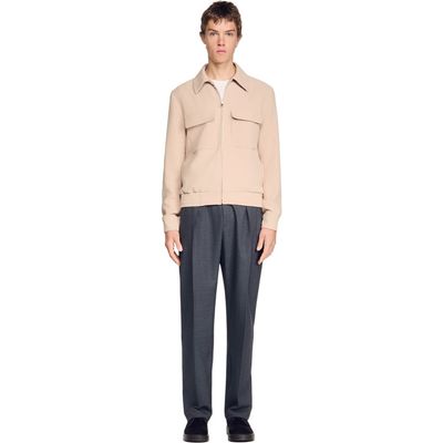 SANDRO SANDRO Waffle-effect zip-up jacket