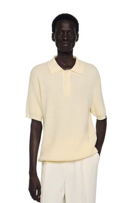 SANDRO SANDRO Waffle-texture cotton polo