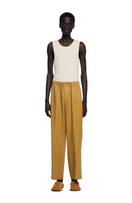 SANDRO SANDRO Wide-leg elasticated linen trousers