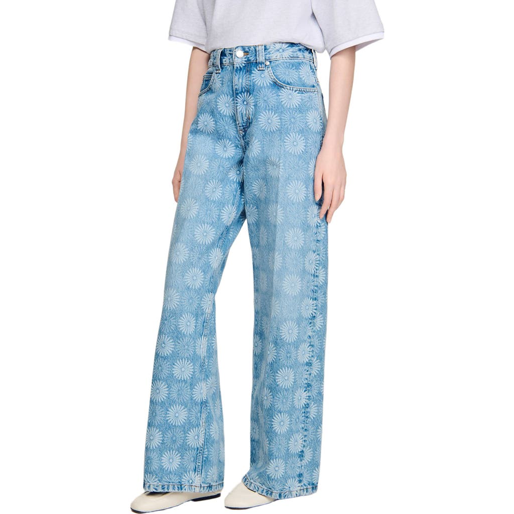 SANDRO SANDRO Wide-leg floral print jeans