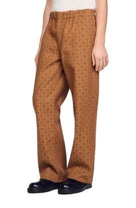 SANDRO SANDRO Wide-leg jacquard SquareCross jeans
