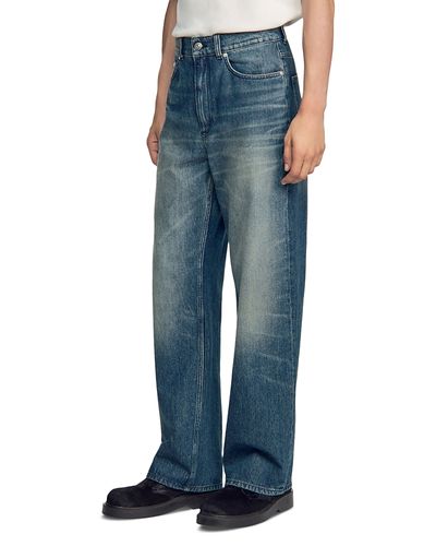 Sandro Sandro Wide Fit Faded Cotton 31.5 Jeans in Blue Vintage Denim