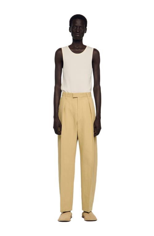 SANDRO SANDRO Wide pleated cotton-linen trousers