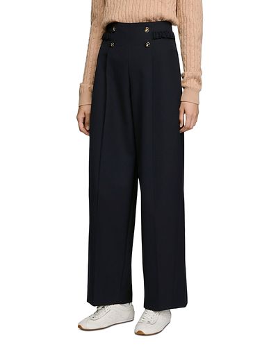 Sandro Sandro Winslow Button Detail Wide Leg Pants
