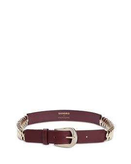 Sandro Sandro Women's Bordeaux Leather & Metal Loop Belt