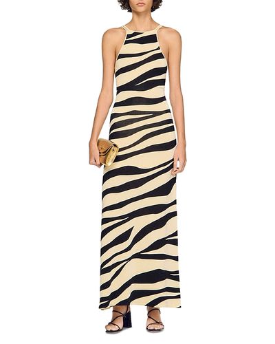 Sandro Sandro Zebra Print Knit Maxi Dress