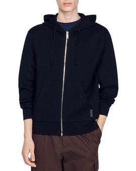 Sandro Sandro Zip Front Logo Patch Hoodie