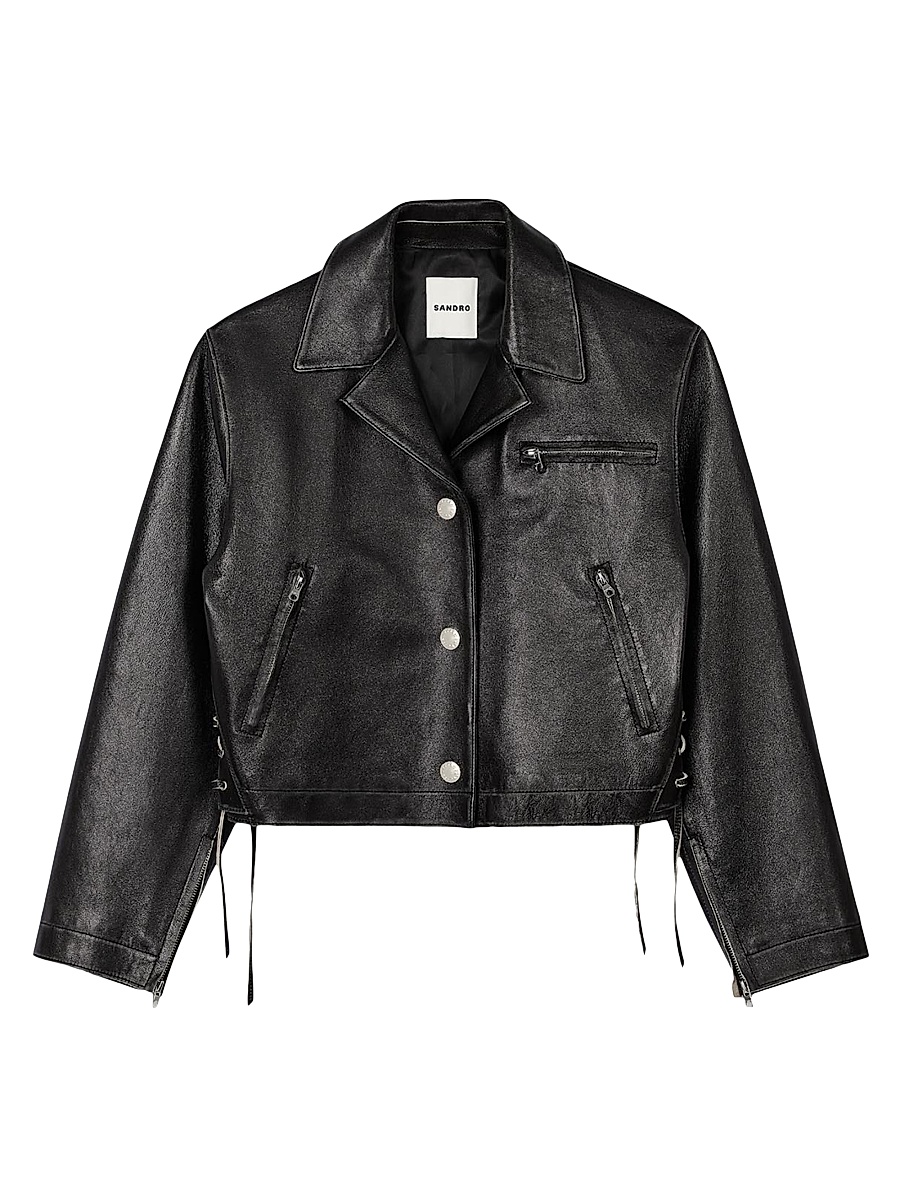 Sandro - Women's Distressed Cropped Leather Jacket