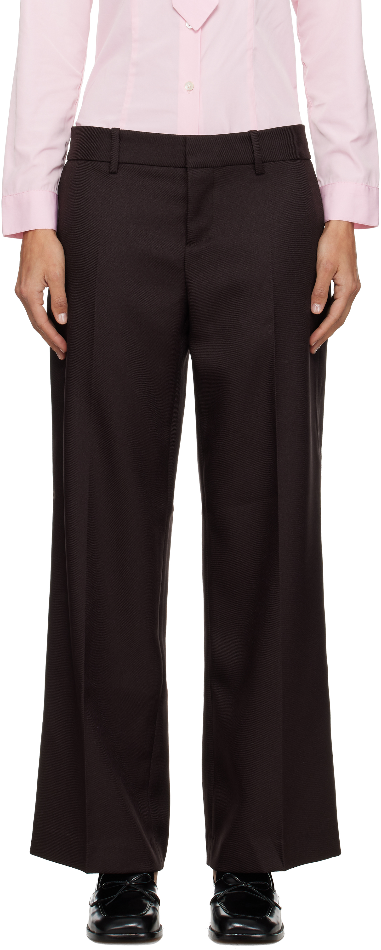 Sandy Liang - Camille Bow Detail Track Pants in Charcoal