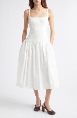 Sandy Liang Sandy Liang Cricket Cotton Eyelet Midi Dress