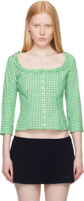 Sandy Liang Sandy Liang Green Simona Blouse