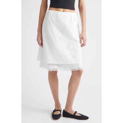 Sandy Liang Sandy Liang Laffy Layered Cotton Eyelet Skirt