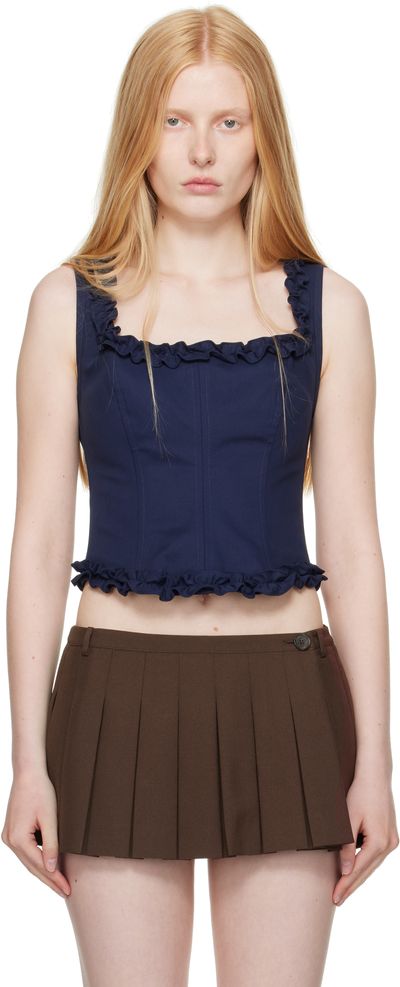 Sandy Liang Sandy Liang Navy Piper Corset Top