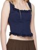 Sandy Liang Sandy Liang Navy Piper Corset Top - 2