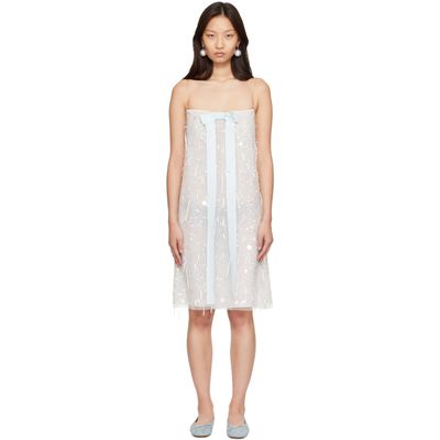 Sandy Liang Sandy Liang Off-White & Blue Lambelle Midi Dress