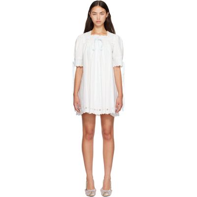 Sandy Liang Sandy Liang White & Blue Daikon Minidress