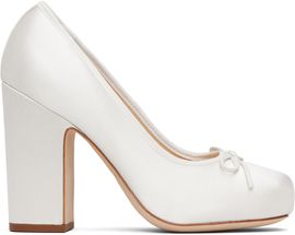 Sandy Liang Sandy Liang White Pointe 100 Satin Heels