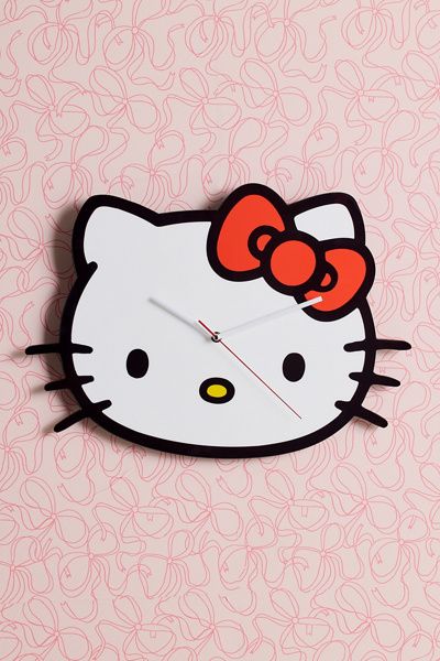 Sanrio Sanrio Hello Kitty Head Shape Acrylic Wall Clock in Red at Urban Outfitters