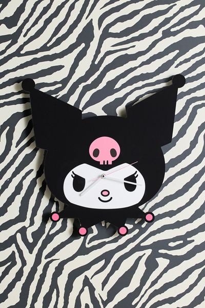 Sanrio Sanrio Kuromi Head Acrylic Wall Clock in Black at Urban Outfitters