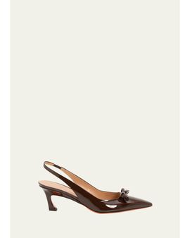 Santoni 55mm Adri Patent Leather Bow Pumps