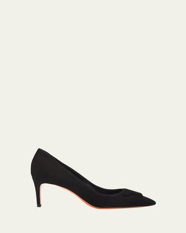 Santoni 65mm Suede Pointed-Toe Pumps