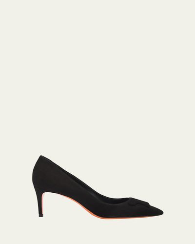 Santoni 65mm Suede Pointed-Toe Pumps