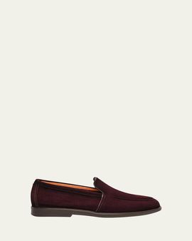 Santoni Men's Malibu Suede Apron-Toe Loafers